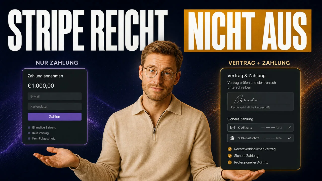 CloserCart Ratgeber: Samuel vergleicht Stripe für Coaches mit einem Checkout inklusive Vertrag