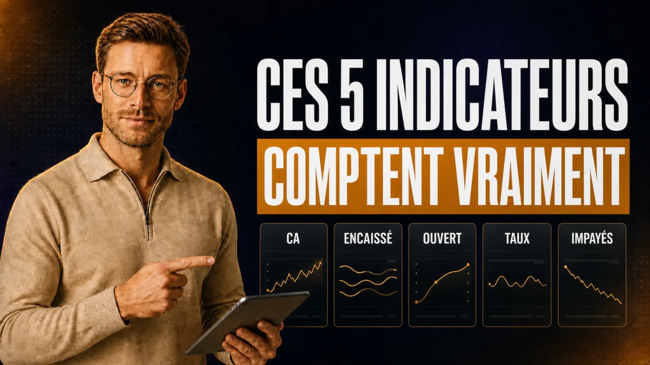 Guide CloserCart : Samuel montre les indicateurs clés d'un tableau de bord de chiffre d'affaires High-Ticket