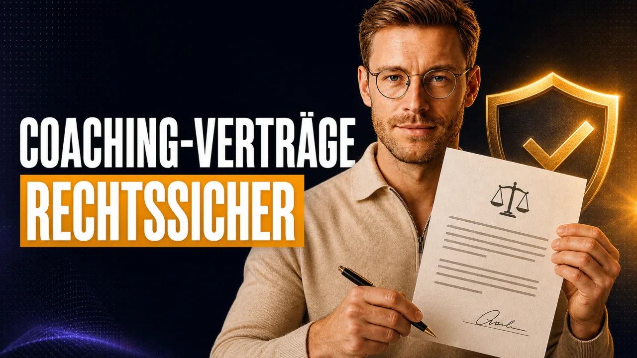 CloserCart Ratgeber: Samuel hält einen rechtssicheren Coaching-Vertrag mit Schutz-Siegel
